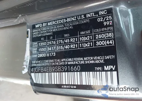 2025 Mercedes-Benz Gle 350 from USA, damaged, VIN 4JGFB4EB9SB391660